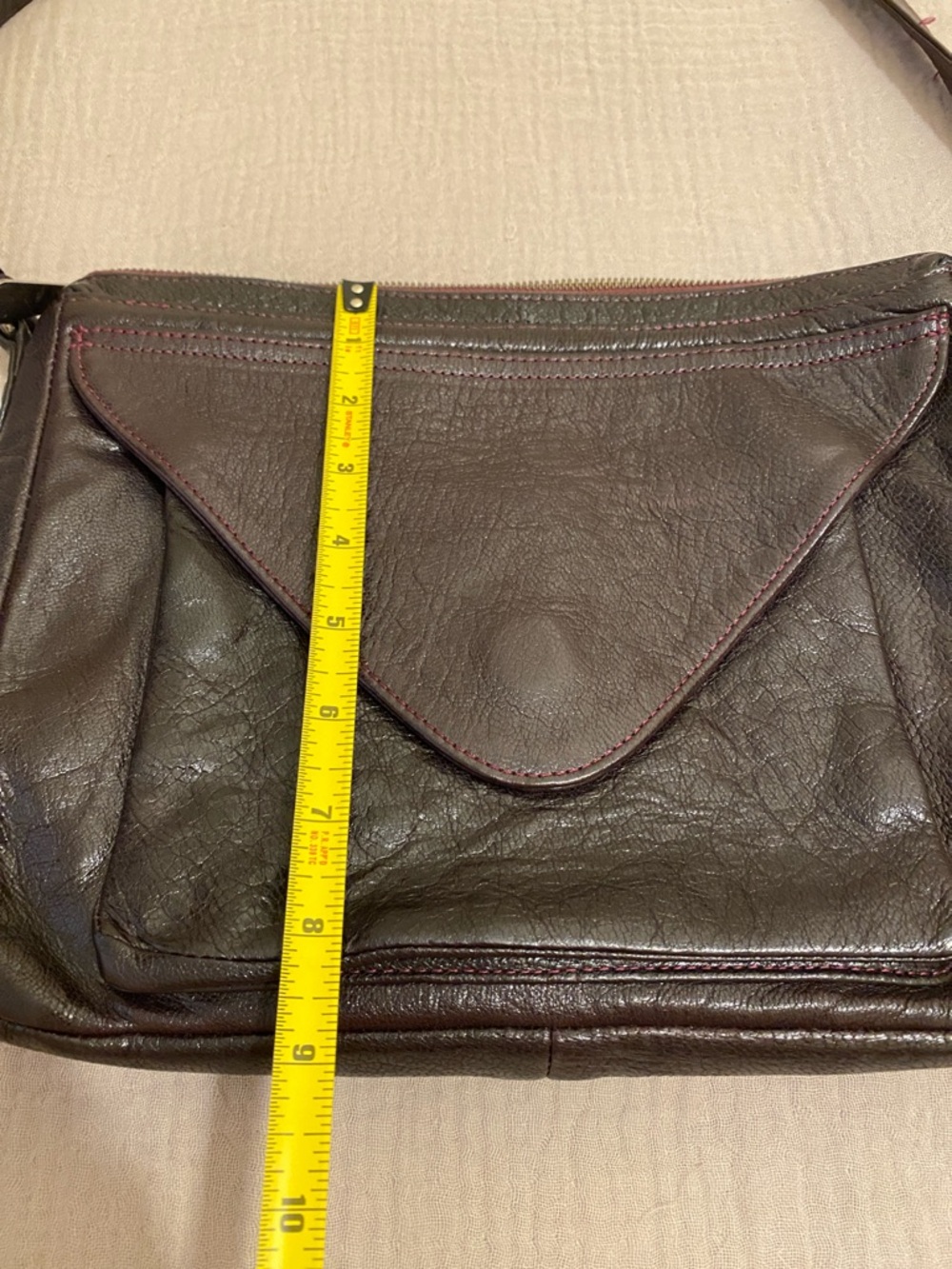 LAUREN MERKIN Classic Dark Brown Leather Crossbody Bag -  Women's Shoulder Bag - Picture 3 of 11
